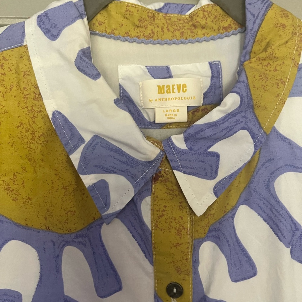 Anthropologie Maeve Sunburst Collar Blouse - Picture 3 of 5